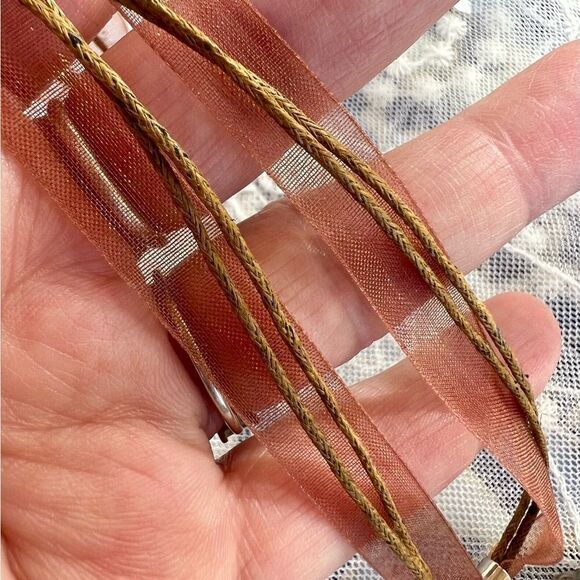 Genuine Geode Slab Necklace Brown & Cream 16" - 18" - Picture 8 of 11